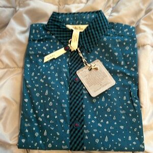 Matilda JaneJack Frost Button Down Shirt Christmas Holiday Print, sz. 4